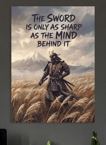 Samurai Warrior with Mountain Quote